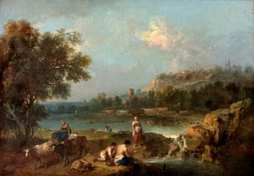 Rivierscène met Boeren