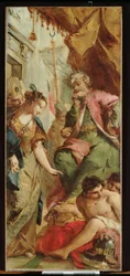 Sophronia vraagt de Saraceense Koning Aladine om de Christelijke Gevangenen vrij te laten, c.1760