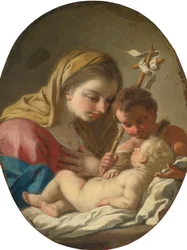 Francesco de Mura Madonna met kind en het kindje Johannes de Doper