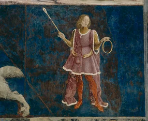 Een van de drie decanen die toezicht houden op de maand maart, Il Salone dei Mesi, 1470-99