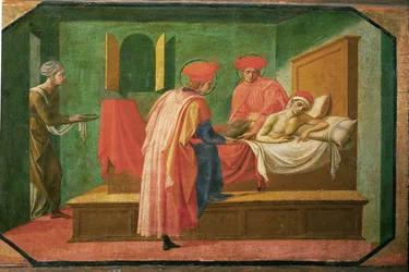St. Cosmas en St. Damian behandelen een zieke man ...