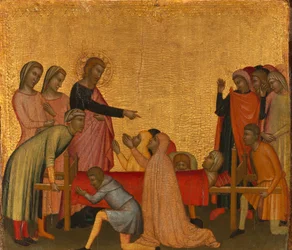 Sint Jan de Evangelist wekt Satheus tot leven, ca. 1370