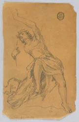 Schets van figuur met draperie