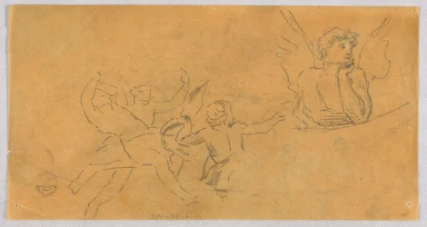 Schets van een engel en putti