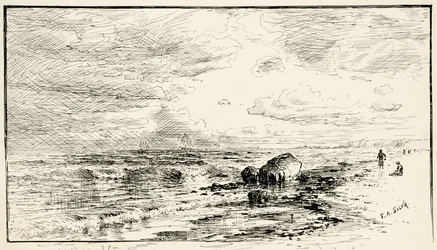 Het strand bij Point Judith, Rhode Island