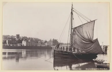 Bideford Bridge vanaf de rivieroever, 1860-94