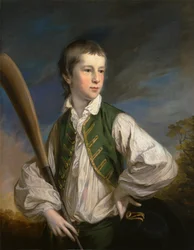 Charles Collyer als jongen, met een cricketbat