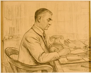 De Superintendent, Birtley (Leonard S. Flatman) (krijt & potlood op buff papier)