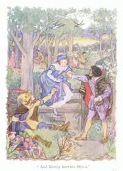 "En vrolijk hent het hek (kleurenlitho)