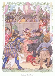 De beer lokken (kleurenlitho)