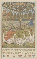 Goosey goosey gander whither do you wander (kleurenlitho)