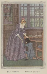 Illustratie voor De geschiedenis van Henry Esmond (kleurenlitho)