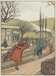 Londen: The Country Station (kleurenlitho)