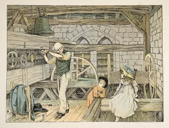 The Clockwinder, uit Four and Twenty Toilers, pub. 1900 (kleurenlitho)