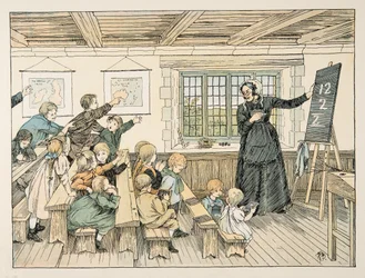 De Dame, uit Vier en twintig zwervers, pub. 1900 (kleurenlitho)