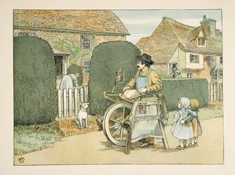 De messenslijper, uit Vier en twintig zwoegers, pub. 1900 (kleurenlitho)