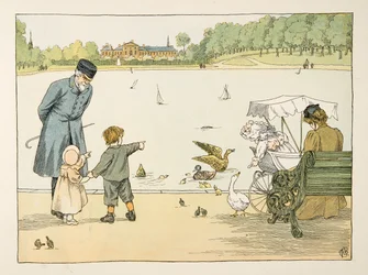De parkwachter, uit Four and Twenty Toilers, pub. 1900 (kleurenlitho)