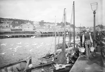 Haven van Newlyn en viskade, Cornwall