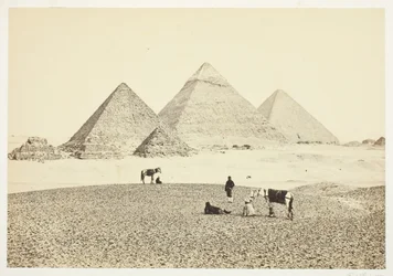 De piramides van El Geezeh, vanuit het zuidwesten, 1857