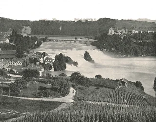 De watervallen van de Rijn, Schaffhausen, Zwitserland, 1895