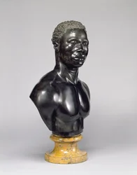 Buste van een man, ca. 1758 (zwart kalksteen en geel marmer)
