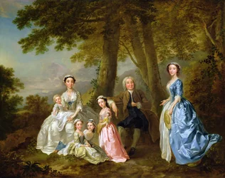 Samuel Richardson Zittend met zijn Tweede Familie