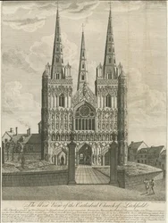Lichfield Kathedraal - West Front: gravure, nd [18e eeuw]