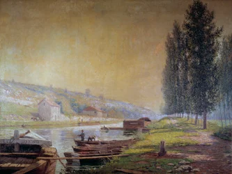 Le canal du Loing a Moret, 20e eeuw (olieverf op doek)