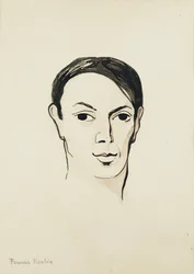 Portret van Pablo Picasso; Portrait de Pablo Picasso, ca. 1902-1905 (aquarel, penseel en zwarte inkt en potlood op papier)