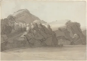 Een rotsachtige kust bij Coombmartin, Devon (Combe Martin Bay)