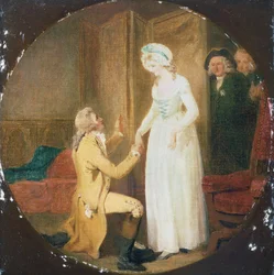 Act V, Scene III van het toneelstuk She Stoops to Conquer door Oliver Goldsmith