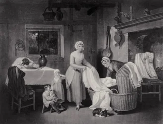 Rustieke uren: Nacht, gegraveerd door H. Gillbank