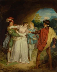 Valentine redt Silvia van Proteus, uit Shakespeare