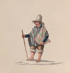 Een Peruaanse man, uit een groep tekeningen die Peruaanse kostuums uitbeelden, ca. 1848