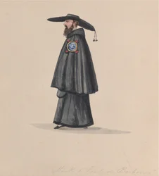 Een monnik van de orde van Barbones, uit een groep tekeningen die Peruaanse kostuums uitbeelden, 1848