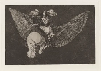 Disparate volante (Vliegende Dwaasheid), ook bekend als Reniego al amigo que cubre con las alas y muerde con el pico (Verloochen de Vriend Die Je Bedekt met Zijn Vleugels en Je Bijt met Zijn Snavel), uit de serie Los disparates (Los proverbios)