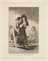 Ni asi la distingue (Zelfs zo kan hij haar niet onderscheiden), pl. 7 uit Los caprichos