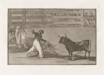 Oorsprong van de Harpoenen of Banderillas, Plaat 7 uit La tauromaquia