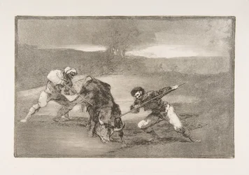 Plaat 2 van de Tauromaquia: Een andere manier van jagen te voet, 1816