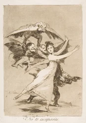 Plaat 72, uit Los Caprichos: Je zult niet ontsnappen No te escaparás., 1799