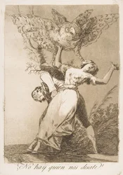 Plaat 75 uit Los Caprichos: Is er niemand om ons los te maken ¿No hay quien nos desate