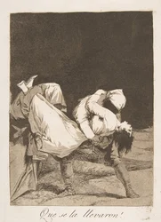 Plaat 8 uit Los Caprichos: Ze hebben haar meegenomen! Que se la llevaron!, 1799
