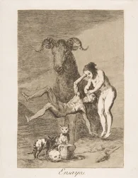 Plaat 60 uit Los Caprichos: Proeven Ensayos., 1799