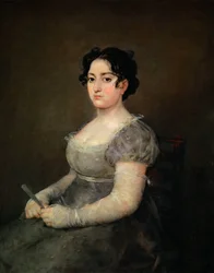 Portret van een dame met een waaier