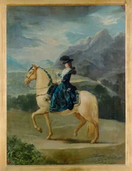 Ruitersportret van Maria Teresa de Vallabriga (schilderij op doek)