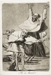 GOYA Y LUCIENTES, Francisco de (1746-1828). Het is tijd. 1797-1799. Plaat 80 van "Los Caprichos", ets, gepolijste aquatint, droge naald en beitel. Romantiek. Gravure. Ets. SPAANJE. MADRID (AUTONOME GEMEENSCHAP). Madrid. Nationale Bibliotheek