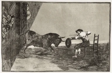 De moed van Martincho (waarschijnlijk Antonio Ebassum) in de ring in Zaragoza. 1816. Plaat 18 van 