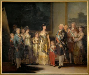 Spaanse koning Karel IV en zijn gezin, koningin Louisa en hun kinderen (schilderij op doek)