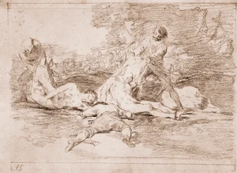 De rampen van de oorlog: Ze maken er gebruik van (voorbereidende tekening)