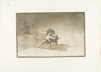 De beroemde Martincho plaatst de Banderillas, speelt de stier met de beweging van zijn lichaam, plaat 15 uit De kunst van het stierenvechten